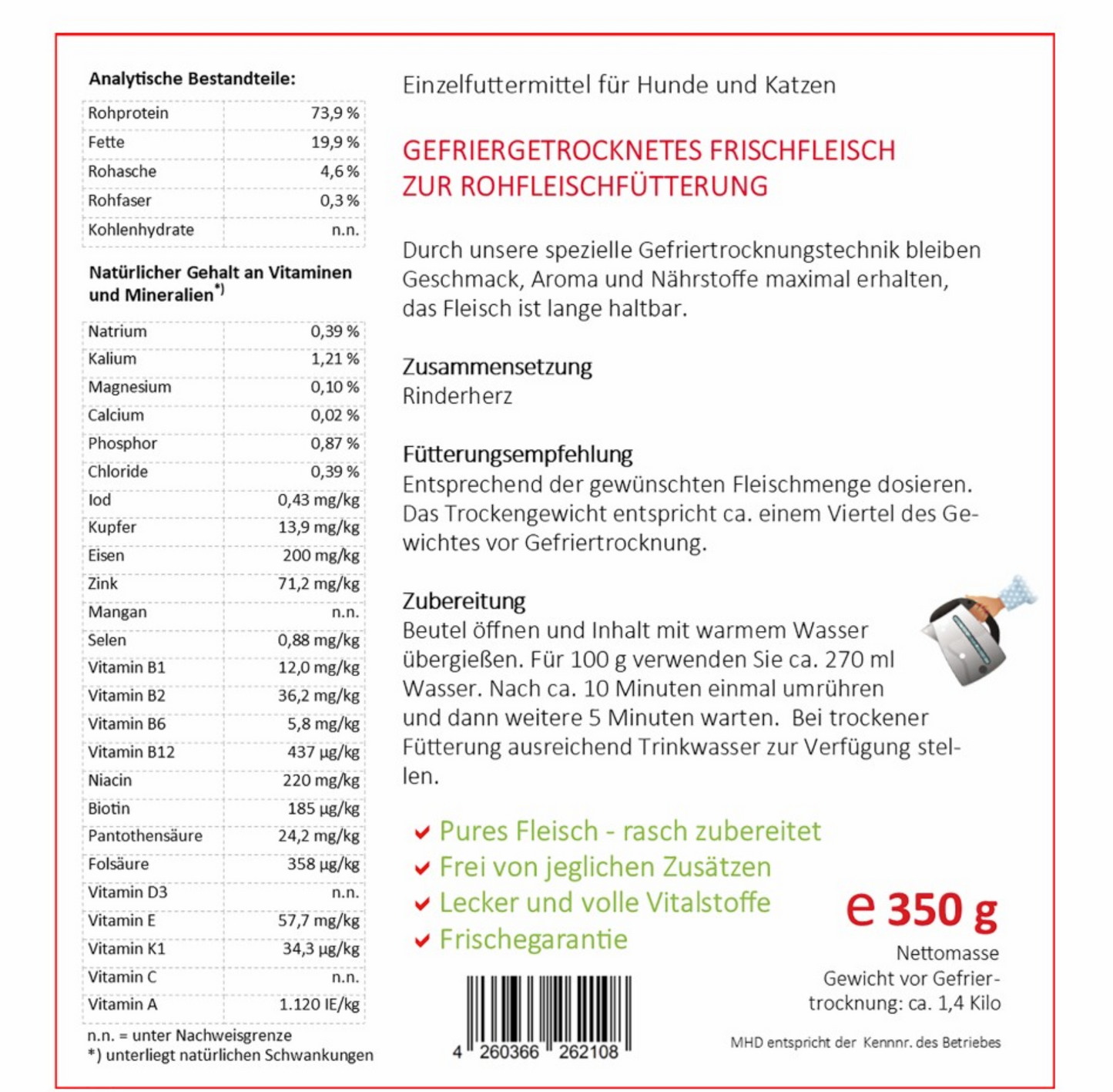 Inhalt Beispiel für Biologisch Artgerechtes Rohes Futter