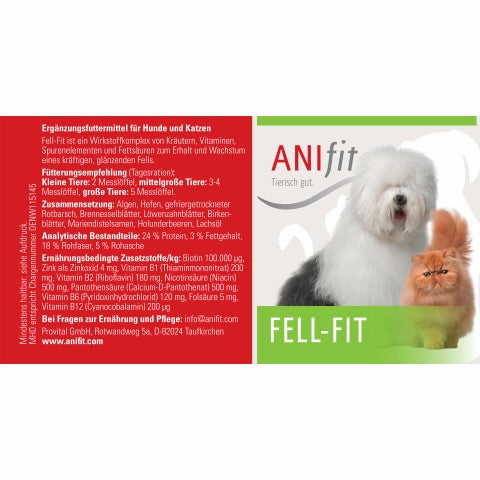ANIfit Fell Fit – Ergänzungsfuttermittel für glänzendes Fell bei Hunden und Katzen