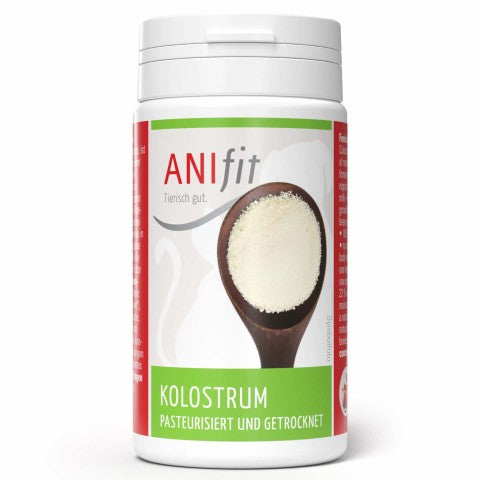 50 g Kolostrum Immunbooster für Hunde, Dose mit Pulver und Löffel-Darstellung