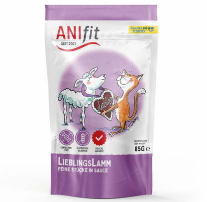 Lieblings Lamm Nassfutter: feine Stücke in Sauce, 85 g Beutel von ANIfit
