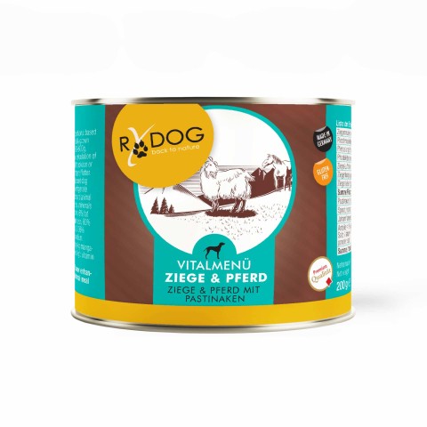 RyDog Vitalmenü Hundefutterdose mit Ziege & Pferd I Monoprotein